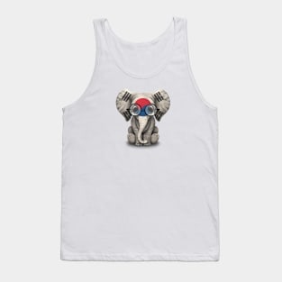 Baby Elephant with Glasses and South Korean Flag Tank Top